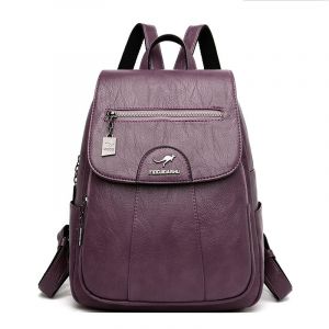 Damen-Rucksack aus Leder - Violett - Damen-Rucksack aus Leder Rucksack