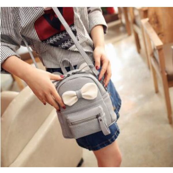 Mini Rucksack Mit Schleife Für Mädchen - Grau - Handtaschen Rucksäcke