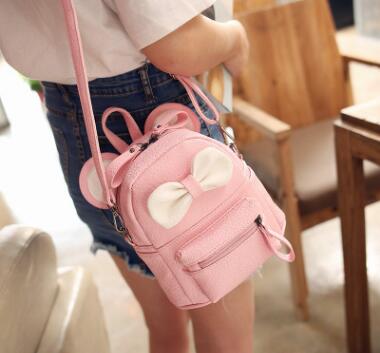 Mini Rucksack mit Schleife für Mädchen - Rosa - Schulrucksack Rucksack