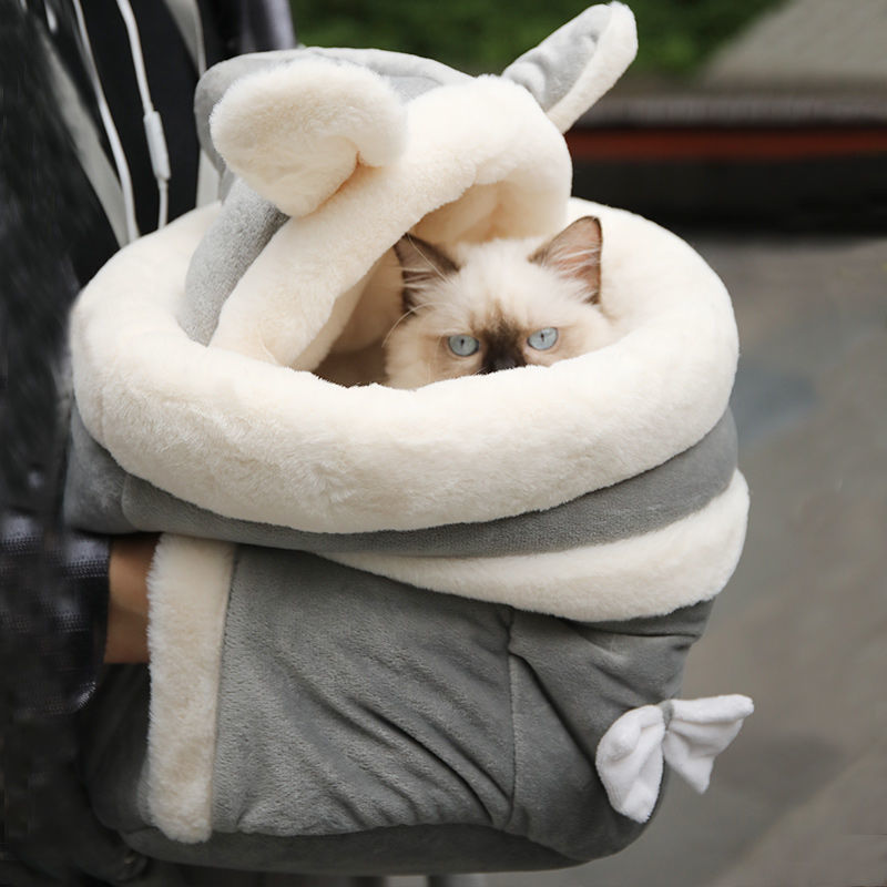 Weicher und warmer Rucksack für Katzen - Grau - Katze Hund