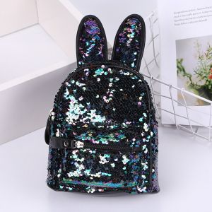 Glitter-Rucksack mit Hasenohren - Schwarz - Handtaschen Rucksäcke