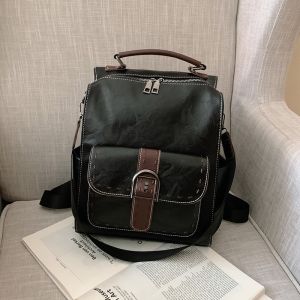 Kleiner Vintage-Rucksack aus Kunstleder - Schwarz - Handtasche Leder