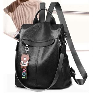 Multifunktionaler Damen-Rucksack aus PU-Leder - Schwarz - Rucksack Tasche