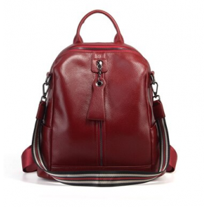 Damen-Rucksack aus Leder mit großer Kapazität - Rot - Handtasche Leder
