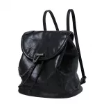 Rucksack aus weichem Kunstleder für Frauen schwarz