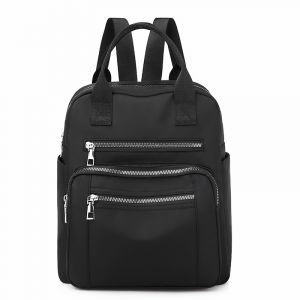 Lässiger Damen-Rucksack, ideal für Reisen - Schwarz - Handtasche aus Leder