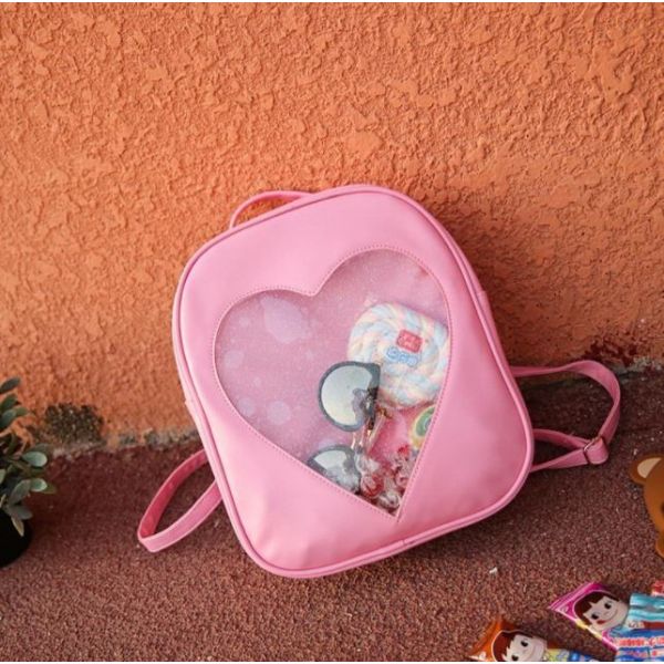 Transparenter Kinderrucksack Mit Herzmotiv - Rosa - Rucksack Handtasche