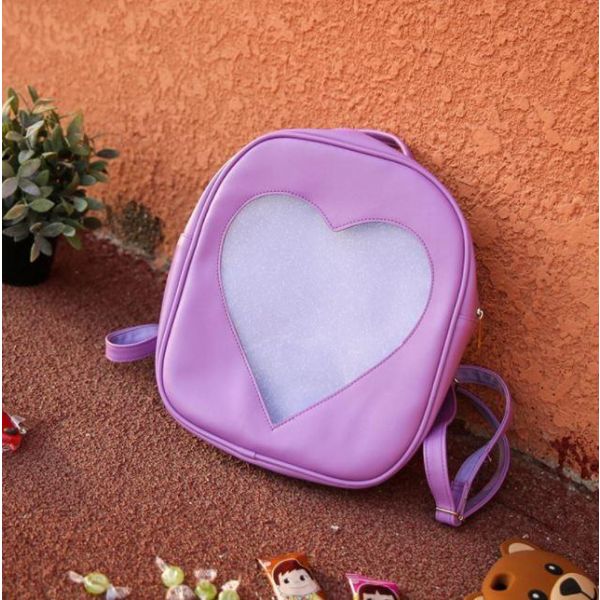 Transparenter Kinderrucksack Mit Herzmotiv - Violett - Rucksack Tasche