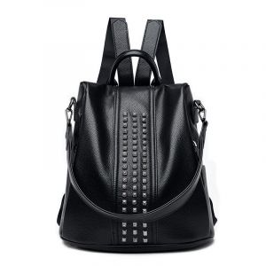 Eleganter Damen-Rucksack aus Polyester - Schwarz - Handtasche Rucksack