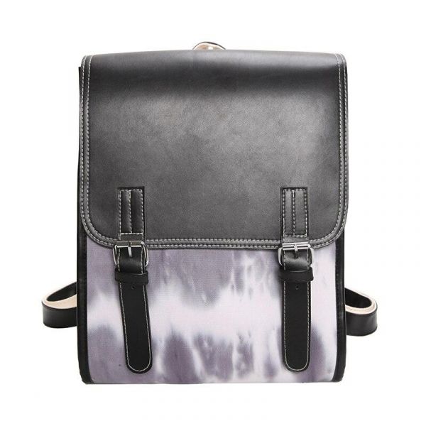Großer Pu-Leder-Rucksack Für Frauen - Schwarz - Handtasche Tasche