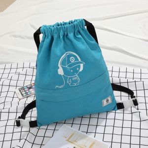 Faltbarer Sportrucksack - Hellblau - Handtasche Rucksack mit Kordelzug