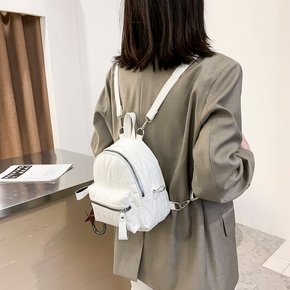 Unifarbener Mini-Rucksack Aus Lederimitat Mit Schulterriemen