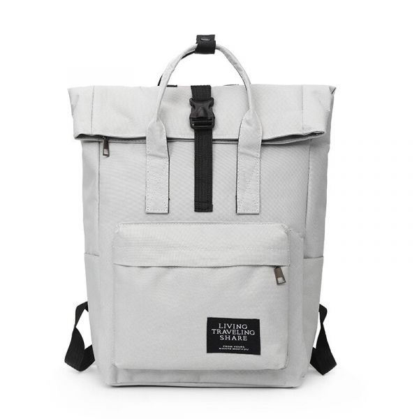 Rolltop Computer-Rucksack Für Frauen Weiß Mit Weißem Hintergrund