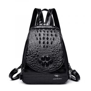 Luxus-Rucksack mit Krokodilmuster für Frauen schwarz